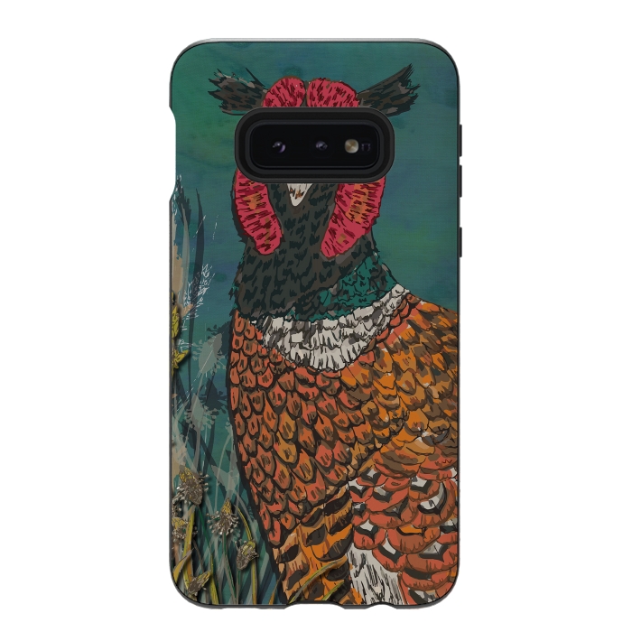 Galaxy S10e StrongFit Funny Pheasant by Lotti Brown