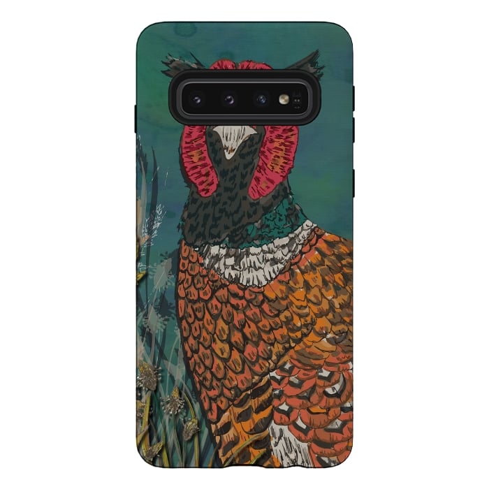Galaxy S10 StrongFit Funny Pheasant by Lotti Brown