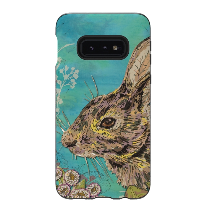Galaxy S10e StrongFit Rabbit and Daisies by Lotti Brown