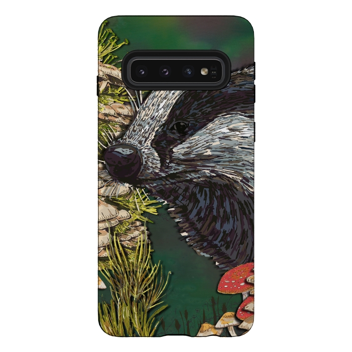 Galaxy S10 StrongFit Badger Woodland Walk by Lotti Brown