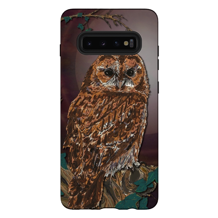 Galaxy S10 plus StrongFit Tawny Owl - Mistress of the Night by Lotti Brown