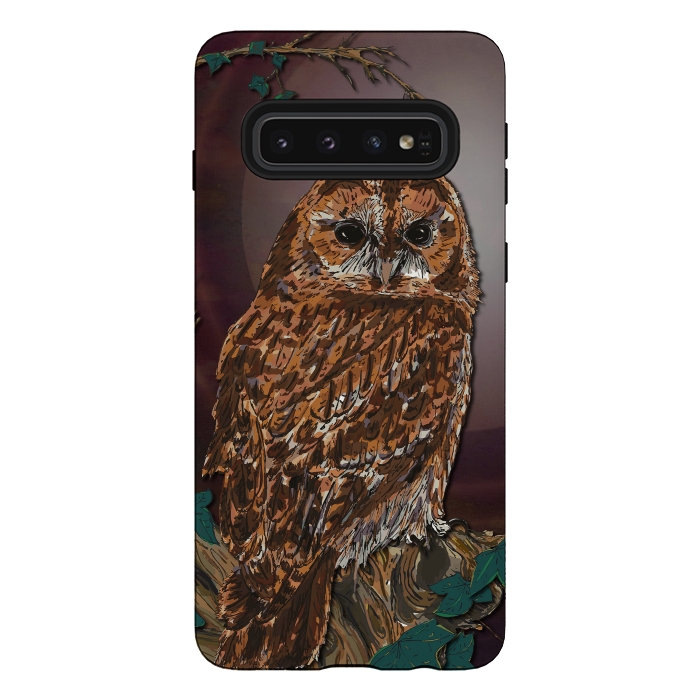 Galaxy S10 StrongFit Tawny Owl - Mistress of the Night by Lotti Brown