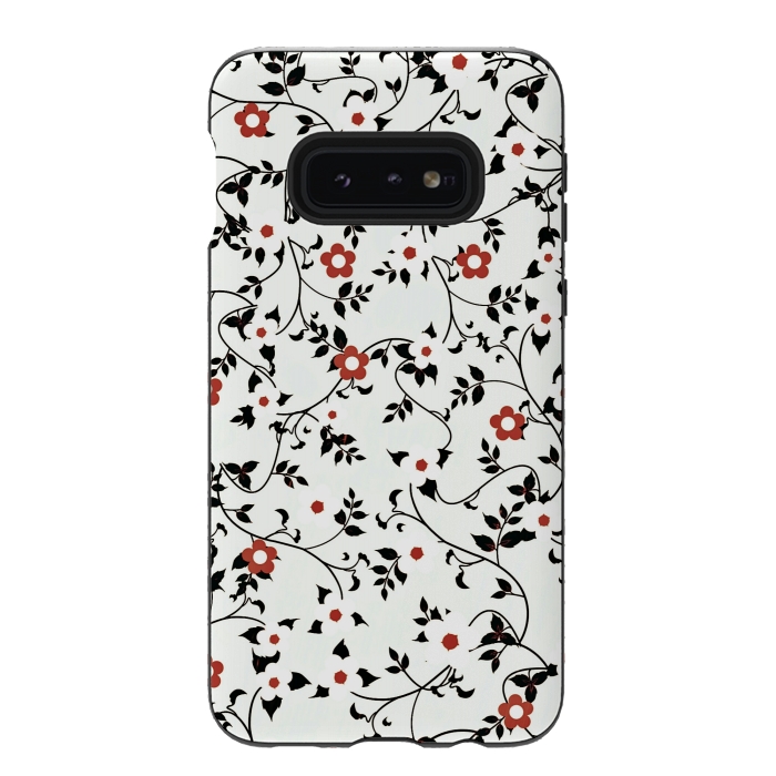 Galaxy S10e StrongFit Read & white flowers by Jms