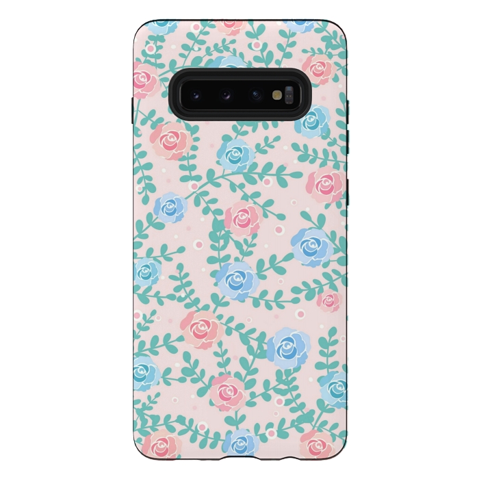 Galaxy S10 plus StrongFit Pink blue roses by Jms