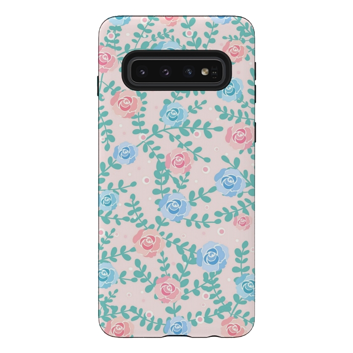 Galaxy S10 StrongFit Pink blue roses by Jms