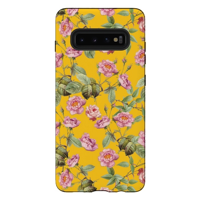 Galaxy S10 plus StrongFit Pink Roses on Yellow by  Utart
