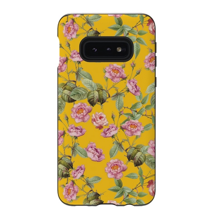 Galaxy S10e StrongFit Pink Roses on Yellow by  Utart
