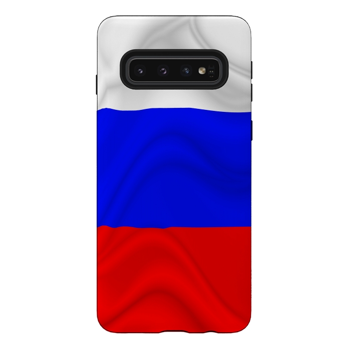 Galaxy S10 StrongFit Russia Waving Flag Digital Silk Satin Fabric by BluedarkArt