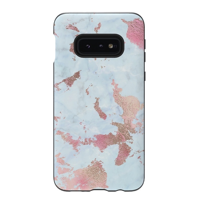 Galaxy S10e StrongFit Rose Gold Metal Foil on Light Blue Marble by  Utart