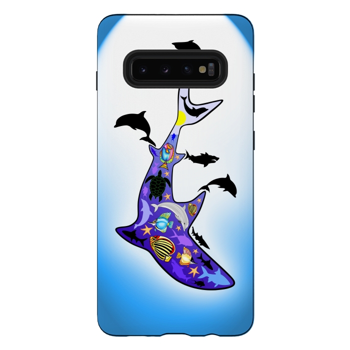 Galaxy S10 plus StrongFit Shark MarineLife Scenery Patterned by BluedarkArt