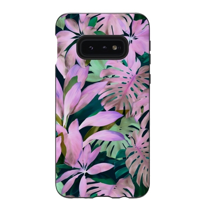 Galaxy S10e StrongFit Tropical Night Magenta Jungle by Micklyn Le Feuvre