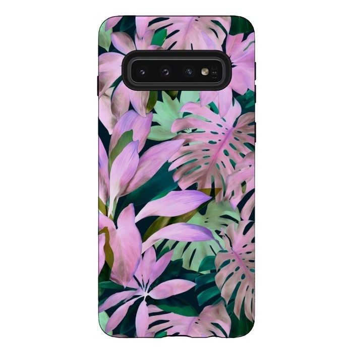 Galaxy S10 StrongFit Tropical Night Magenta Jungle by Micklyn Le Feuvre