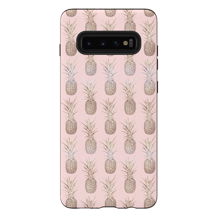 Galaxy S10 plus StrongFit Golden and blush pineapples pattern by InovArts