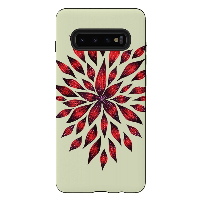 Galaxy S10 plus StrongFit Hand Drawn Abstract Red Ink Doodle Flower by Boriana Giormova