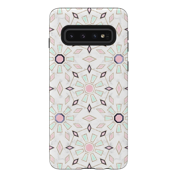 Galaxy S10 StrongFit Modern gold Moroccan geometric flower marble image  by InovArts