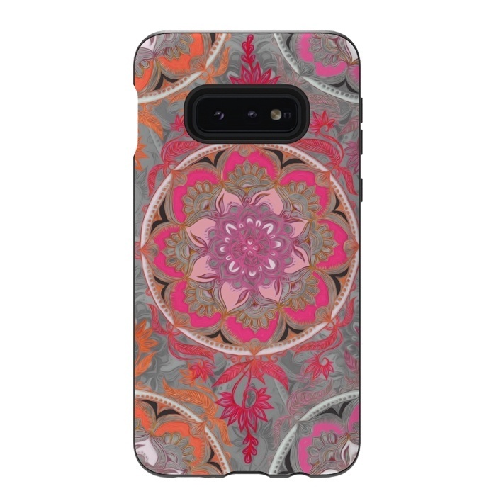 Galaxy S10e StrongFit Hot Pink, Magenta and Orange Super Boho Medallions by Micklyn Le Feuvre