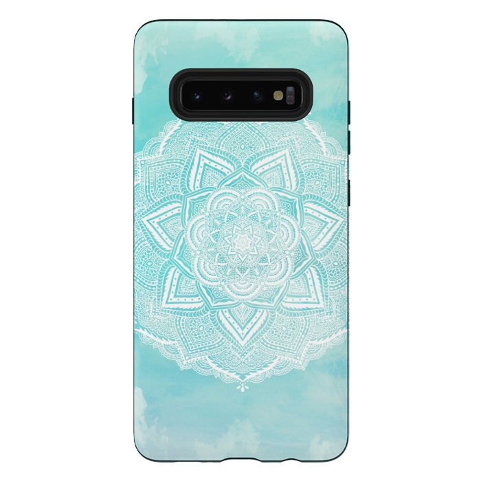 Galaxy S10 plus StrongFit Mandala flower turquoise by Jms