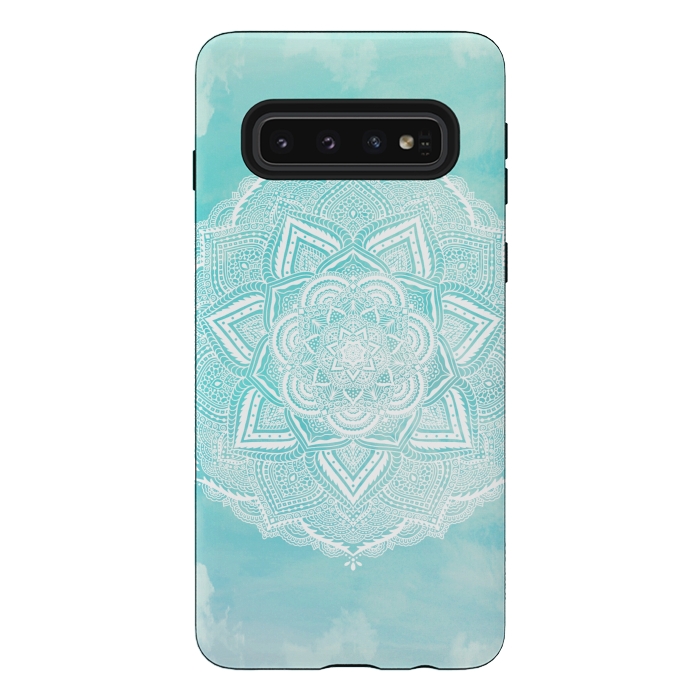 Galaxy S10 StrongFit Mandala flower turquoise by Jms