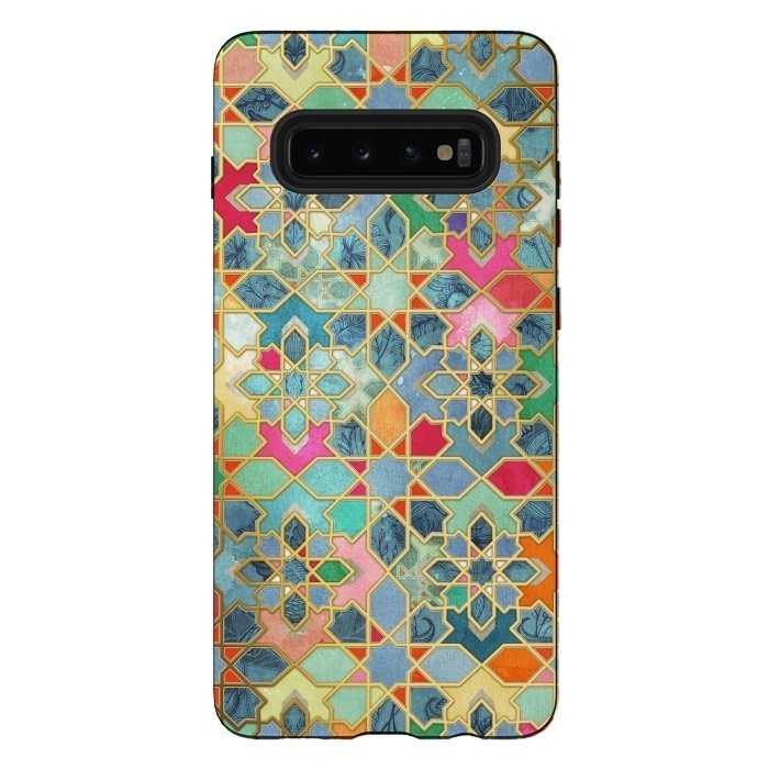 Galaxy S10 plus StrongFit Gilt & Glory - Colorful Moroccan Mosaic by Micklyn Le Feuvre