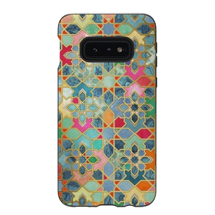 Galaxy S10e StrongFit Gilt & Glory - Colorful Moroccan Mosaic by Micklyn Le Feuvre
