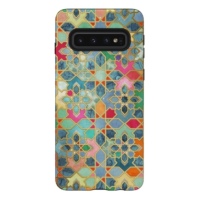 Galaxy S10 StrongFit Gilt & Glory - Colorful Moroccan Mosaic by Micklyn Le Feuvre