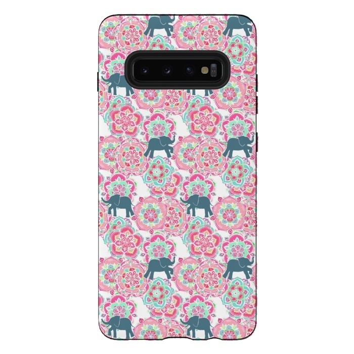 Galaxy S10 plus StrongFit Tiny Elephants in Fields of Flowers by Micklyn Le Feuvre