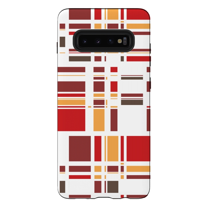 Galaxy S10 plus StrongFit Fourth Dimension Red Plaid by Majoih