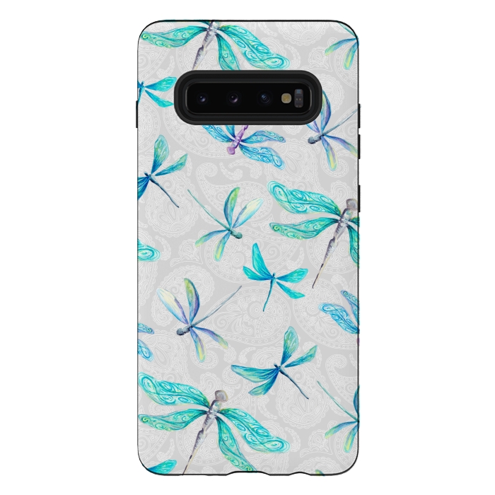 Galaxy S10 plus StrongFit Dragonflies on Paisley by gingerlique