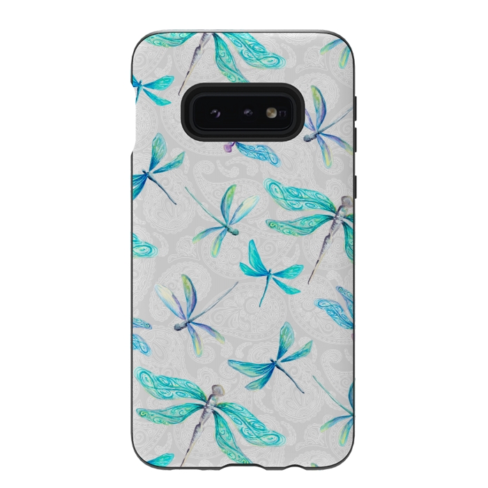 Galaxy S10e StrongFit Dragonflies on Paisley by gingerlique