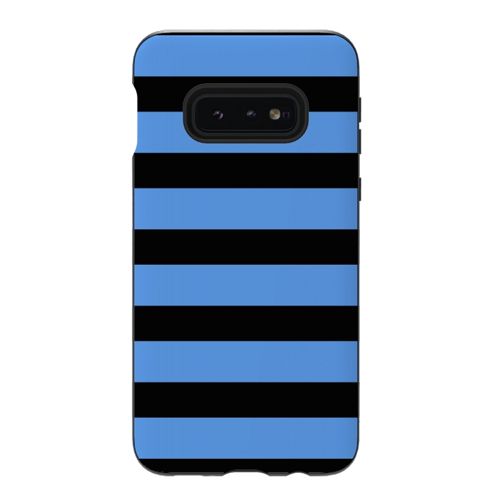 Galaxy S10e StrongFit blue black stripes by Vincent Patrick Trinidad