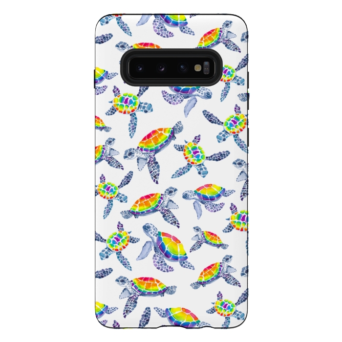 Galaxy S10 plus StrongFit Technicolour Turtles by gingerlique