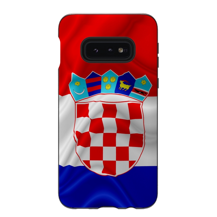 Galaxy S10e StrongFit Croatia Flag Waving Digital Silk Satin Fabric  by BluedarkArt