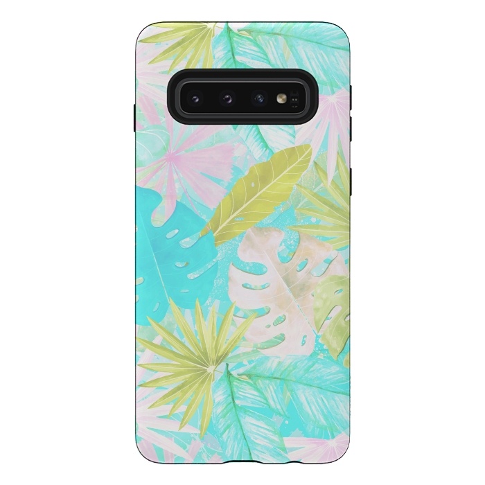 Galaxy S10 StrongFit Soft Pastel Aloha Tropical Jungle by  Utart