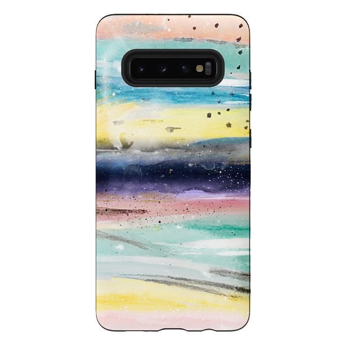 Galaxy S10 plus StrongFit Summer watercolor abstract art design by InovArts