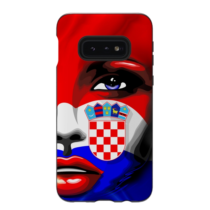 Galaxy S10e StrongFit Croatia Flag Beautiful Girl Portrait by BluedarkArt
