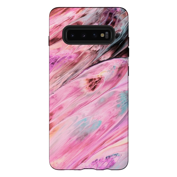 Galaxy S10 plus StrongFit Pink and Black Ink Marble by  Utart