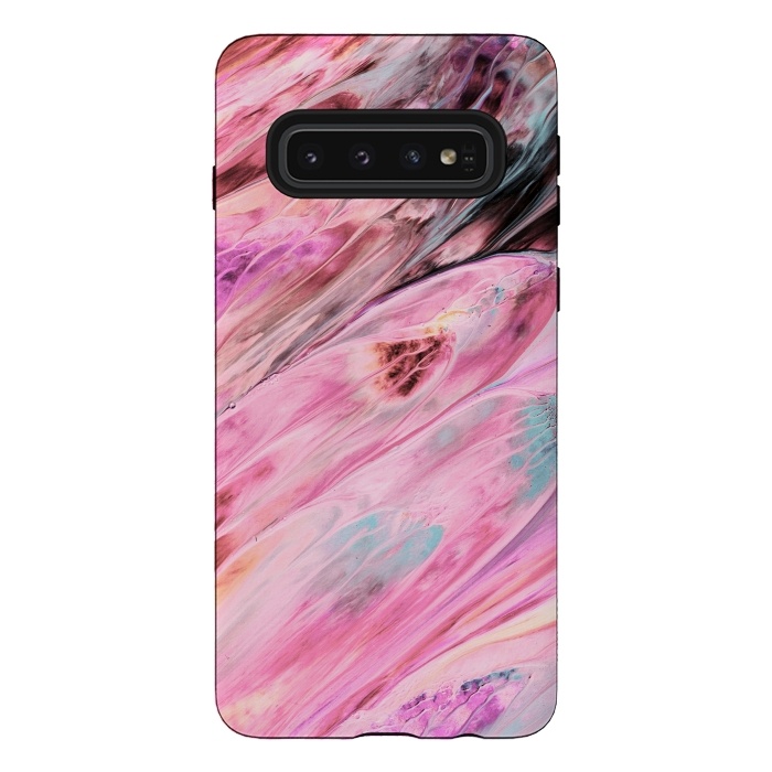 Galaxy S10 StrongFit Pink and Black Ink Marble by  Utart