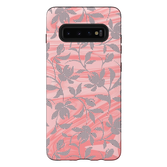 Galaxy S10 plus StrongFit Marbled floral by Kashmira Baheti