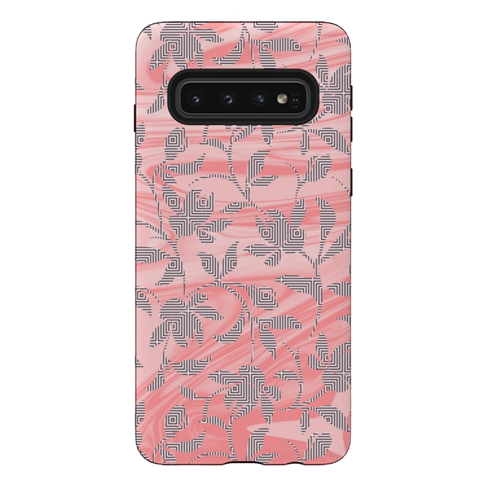 Galaxy S10 StrongFit Marbled floral by Kashmira Baheti