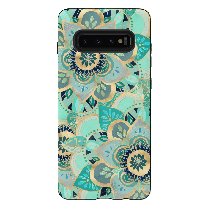 Galaxy S10 plus StrongFit Emerald and Gold Mandalas by Tangerine-Tane