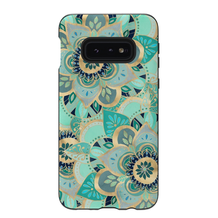 Galaxy S10e StrongFit Emerald and Gold Mandalas by Tangerine-Tane