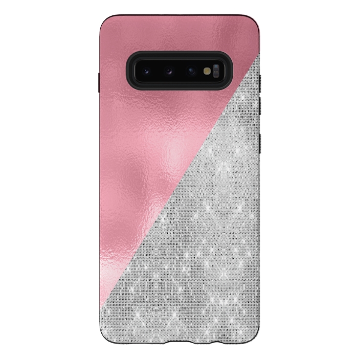Galaxy S10 plus StrongFit Pink Silver Glitter  by Alemi