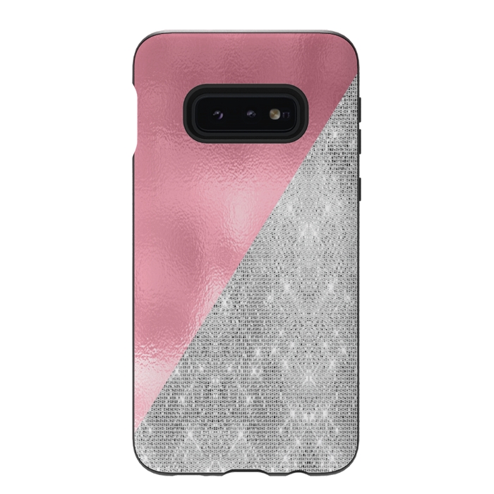 Galaxy S10e StrongFit Pink Silver Glitter  by Alemi