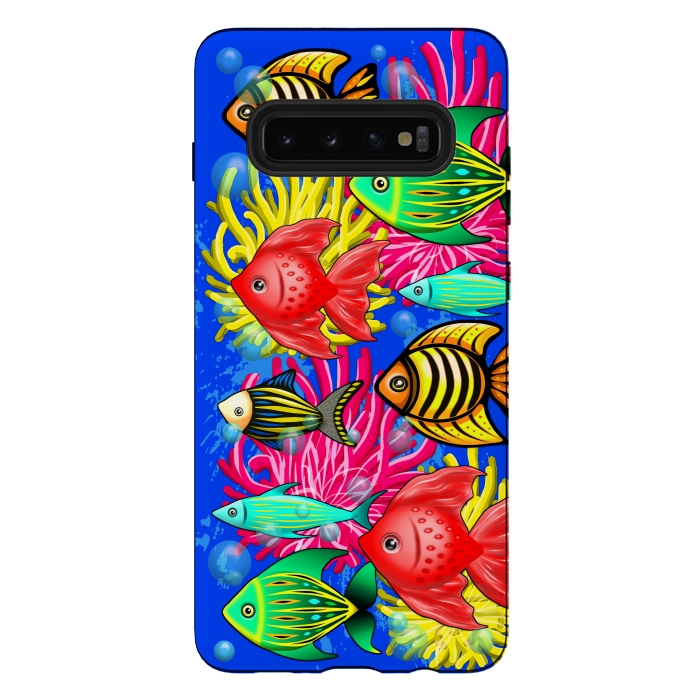 Galaxy S10 plus StrongFit Fish Cute Colorful Doodles  by BluedarkArt