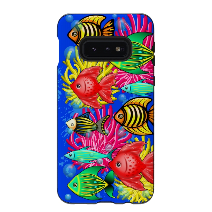 Galaxy S10e StrongFit Fish Cute Colorful Doodles  by BluedarkArt