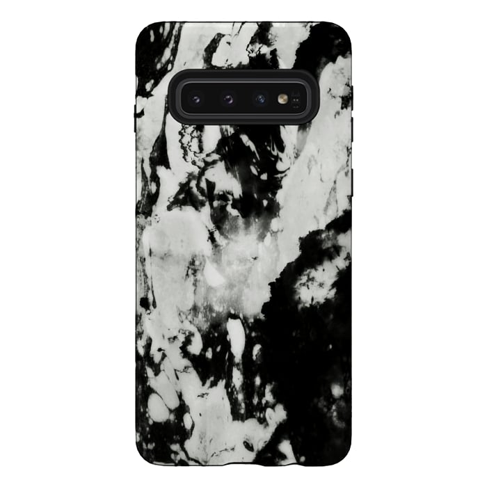 Galaxy S10 StrongFit White black marble by Jms