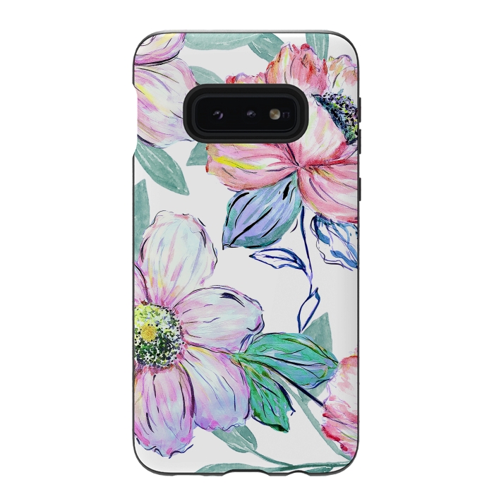 Galaxy S10e StrongFit Romantic watercolor flowers hand paint design by InovArts