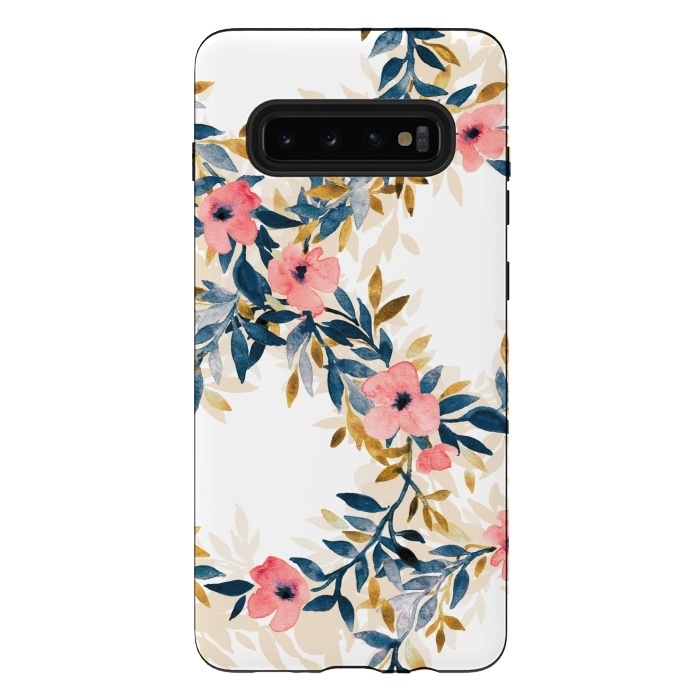 Galaxy S10 plus StrongFit Spring Blossom Watercolor Wreath by Micklyn Le Feuvre