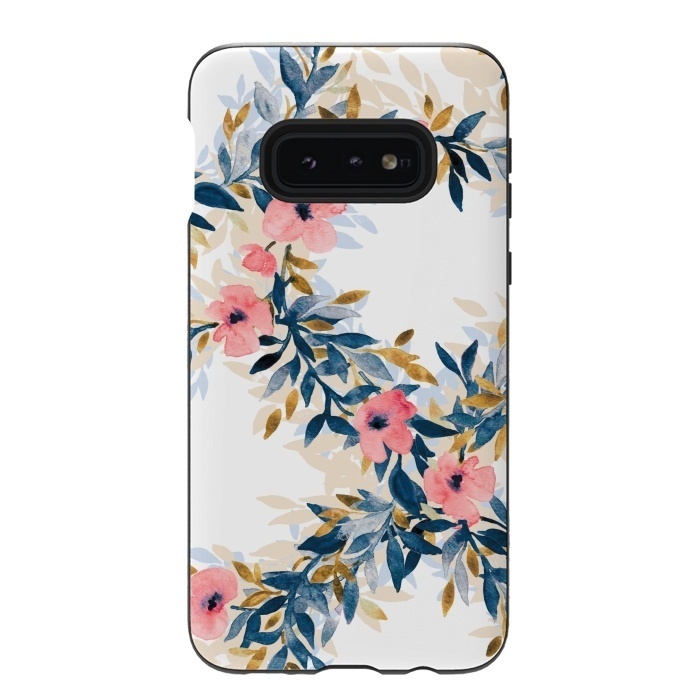 Galaxy S10e StrongFit Fresh Pink Watercolor Floral Wreaths by Micklyn Le Feuvre