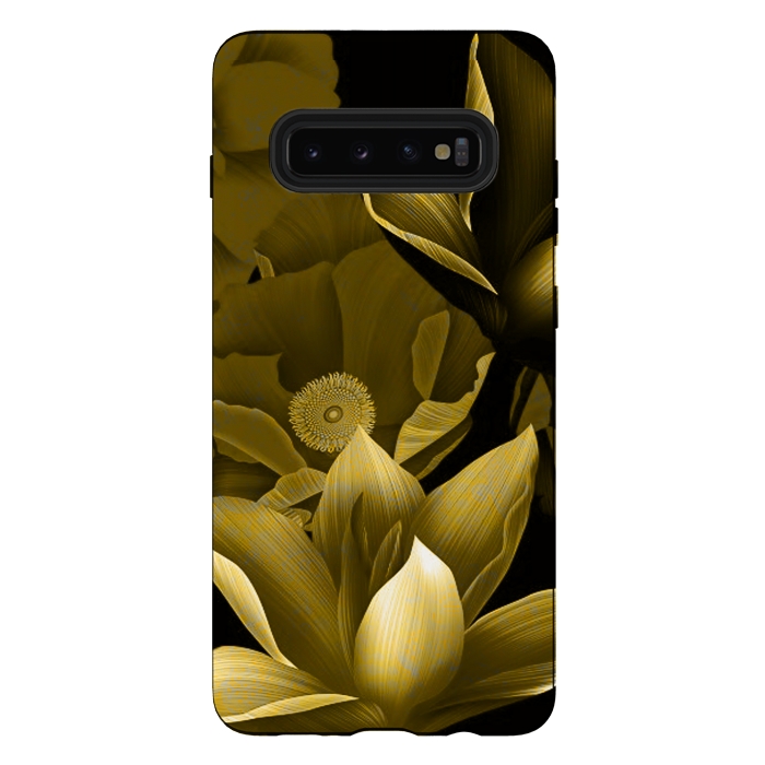 Galaxy S10 plus StrongFit Gold floral by Kashmira Baheti